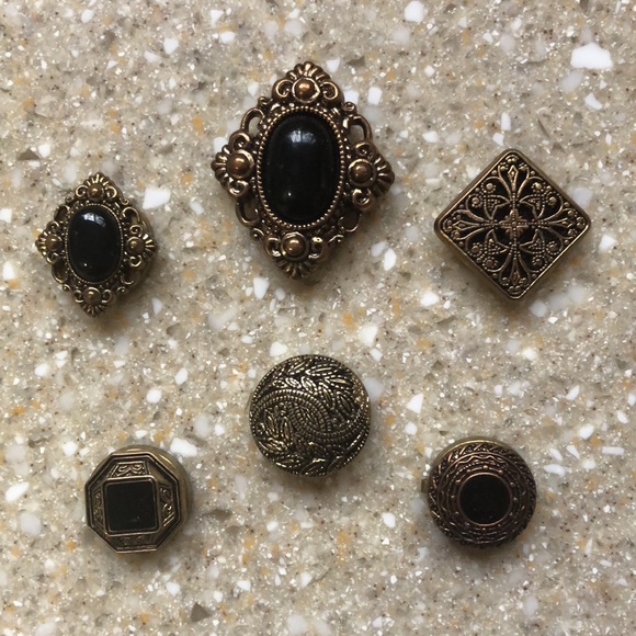 Collection of 12 Vintage Decorative Accent Gold Tone Metal Button Covers - Picture 2 of 13